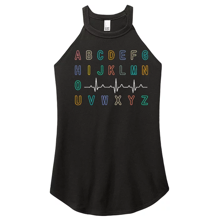 Nurse PQRST Test ABCs Ekg Strip Alphabet Funny Nurses Jokes Women’s Perfect Tri Rocker Tank