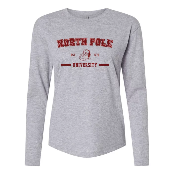 North Pole University Est 1773 Christmas Womens Cotton Relaxed Long Sleeve T-Shirt