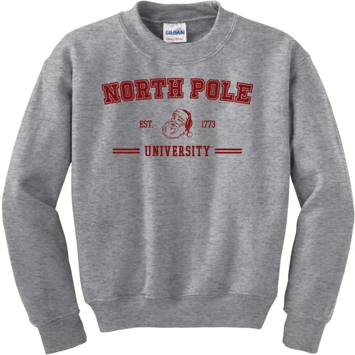 North Pole University Est 1773 Christmas Kids Sweatshirt