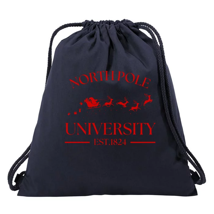 North Pole University Christmas Drawstring Bag