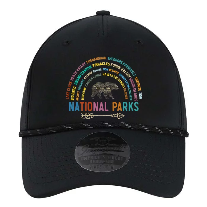 National Parks USA List Word Cloud Bear Camping Performance The Dyno Cap