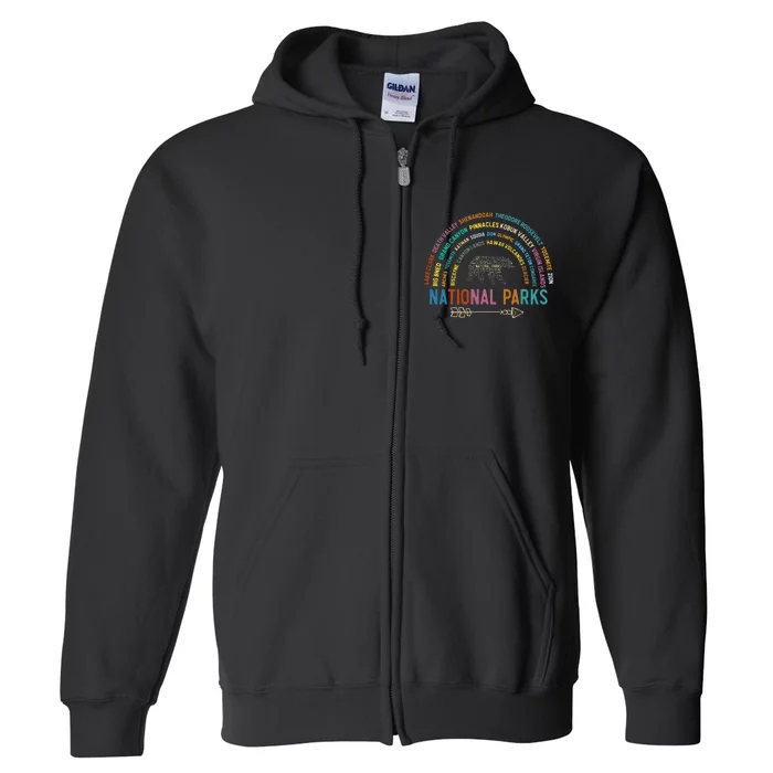 National Parks USA List Word Cloud Bear Camping Full Zip Hoodie