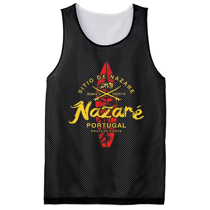 Nazare Portugal Vintage Surfing Mesh Reversible Basketball Jersey Tank