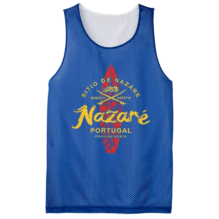 Nazare Portugal Vintage Surfing Gift Mesh Reversible Basketball Jersey Tank