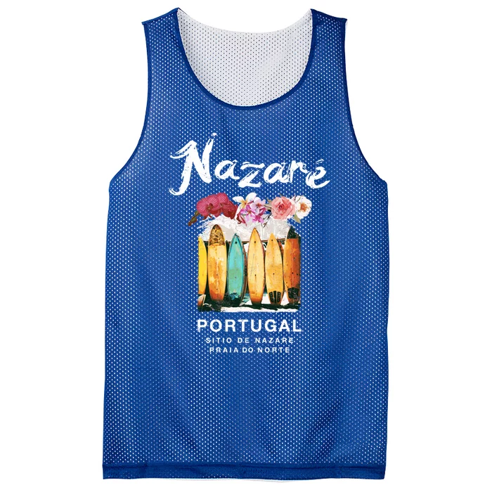 Nazare Portugal Vintage Surfing Gift Mesh Reversible Basketball Jersey Tank