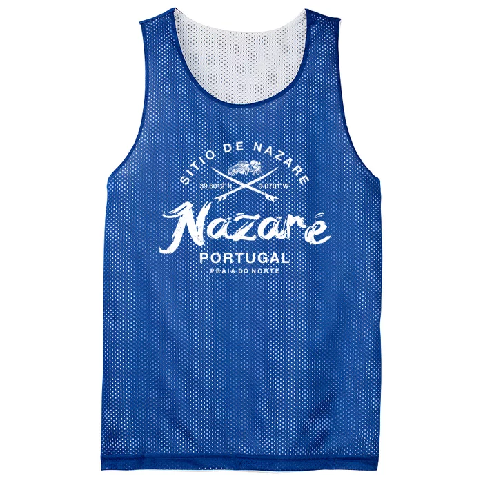 Nazare Portugal Vintage Surfing Gift Mesh Reversible Basketball Jersey Tank