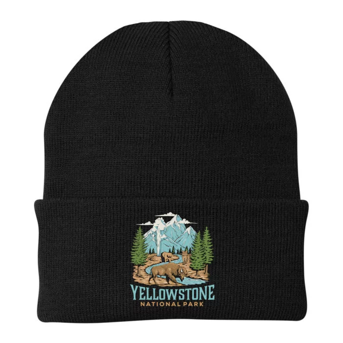 National Park Vintage Wyoming Parks Lover Adventure Outdoors Camping Travel Knit Cap Winter Beanie