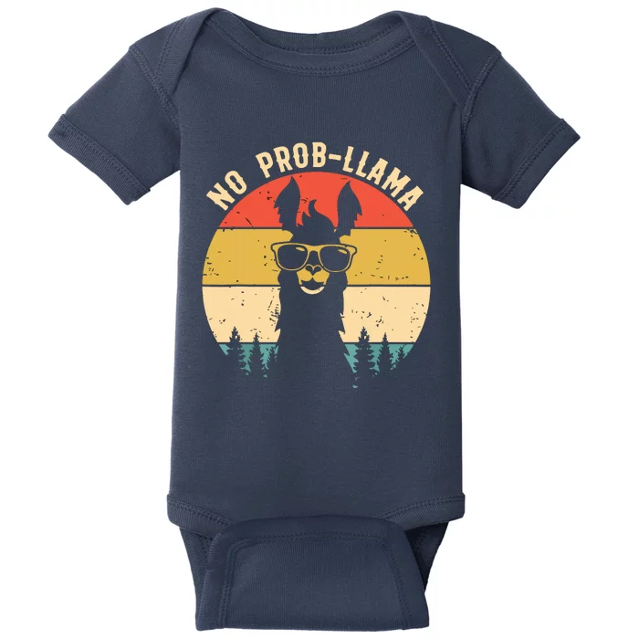 NO PROBLLAMA Vintage Llama Alpaca Baby Bodysuit