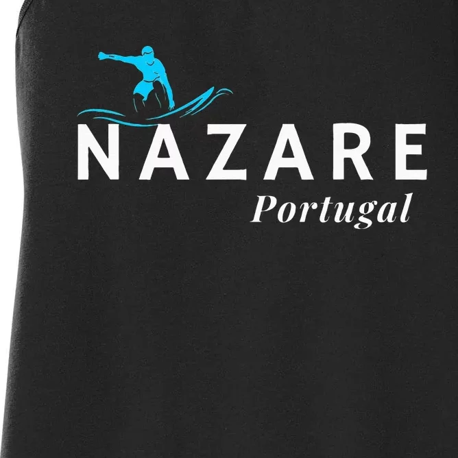 Nazare Portugal Wave Surf Surfing Surfer Women's Racerback Tank