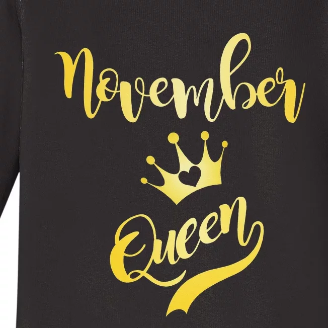 November Queen Birthday Birth Month Beautiful Queen Baby Long Sleeve Bodysuit