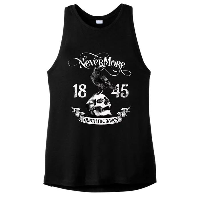 N.E.V.E.R.M.O.R.E Quote The Raven Edgar Allan Poe Ladies Tri-Blend Wicking Tank