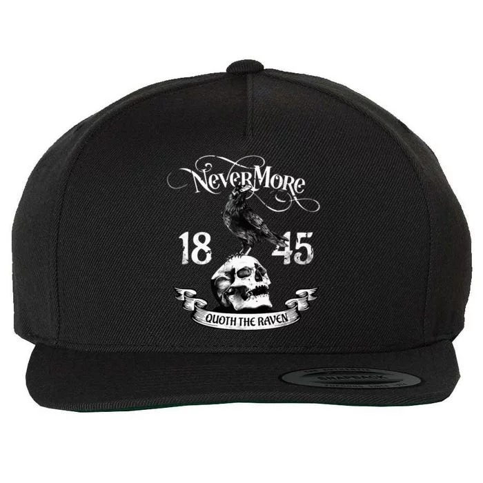 N.E.V.E.R.M.O.R.E Quote The Raven Edgar Allan Poe Wool Snapback Cap