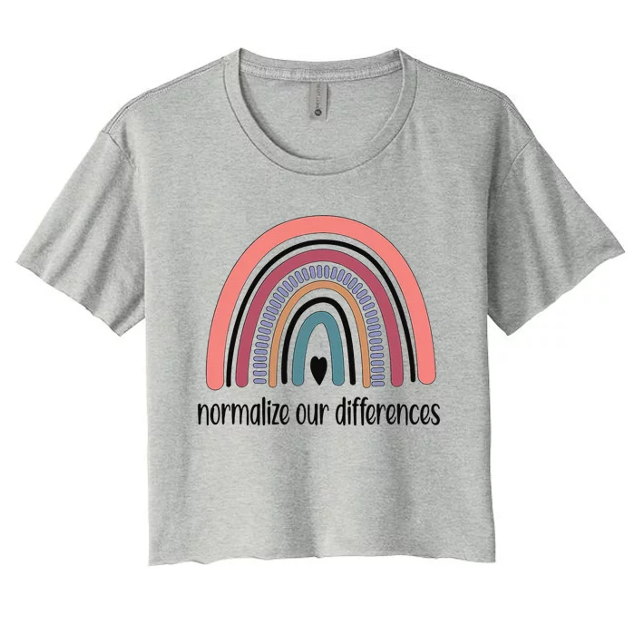 Neurodiversity Rainbow Autism Neurodivergent ADHD ASD Women's Crop Top Tee