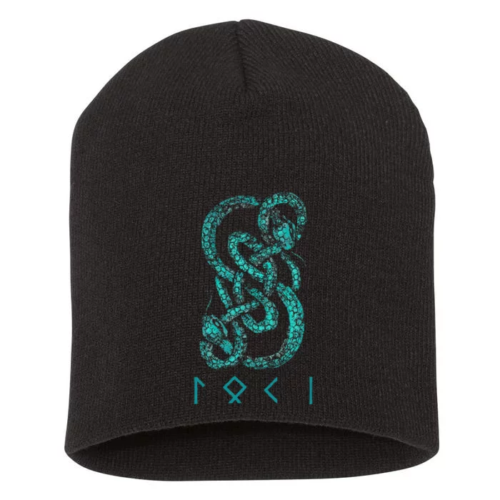 Norse Runes And Snake Nordic Norse Mythology Short Acrylic Beanie