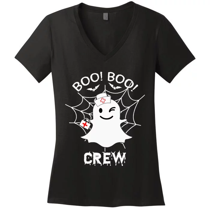 Nurse RN Boo Boo Crew Ghost Nursing Funny Halloween Women's V-Neck T-Shirt