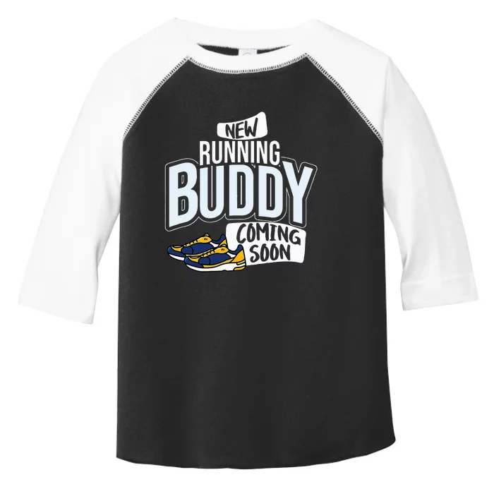 New Running Buddy Coming Soon Baby Toddler Fine Jersey T-Shirt