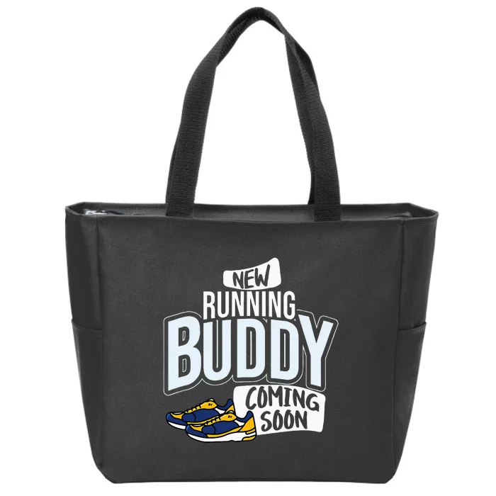 New Running Buddy Coming Soon Baby Zip Tote Bag