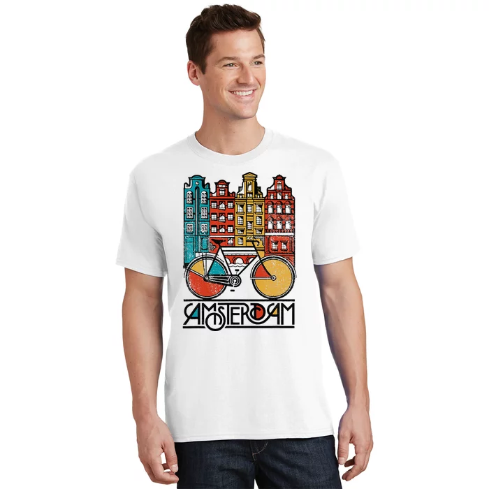 New Retro Bicycle Bike Amsterdam City Jersey T-Shirt