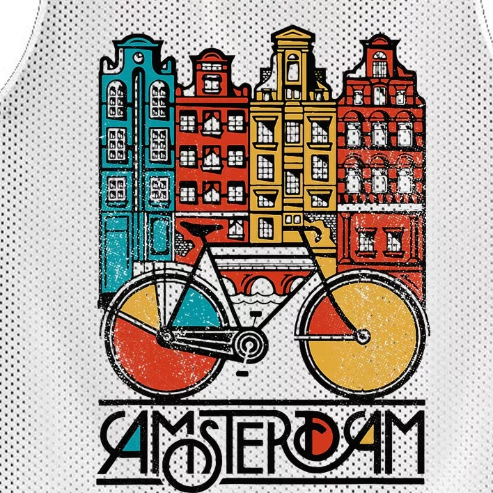 New Retro Bicycle Bike Amsterdam City Jersey Mesh Reversible Basketball Jersey Tank