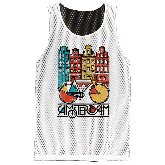 New Retro Bicycle Bike Amsterdam City Jersey Mesh Reversible Basketball Jersey Tank