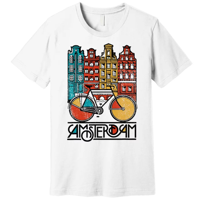 New Retro Bicycle Bike Amsterdam City Jersey Premium T-Shirt