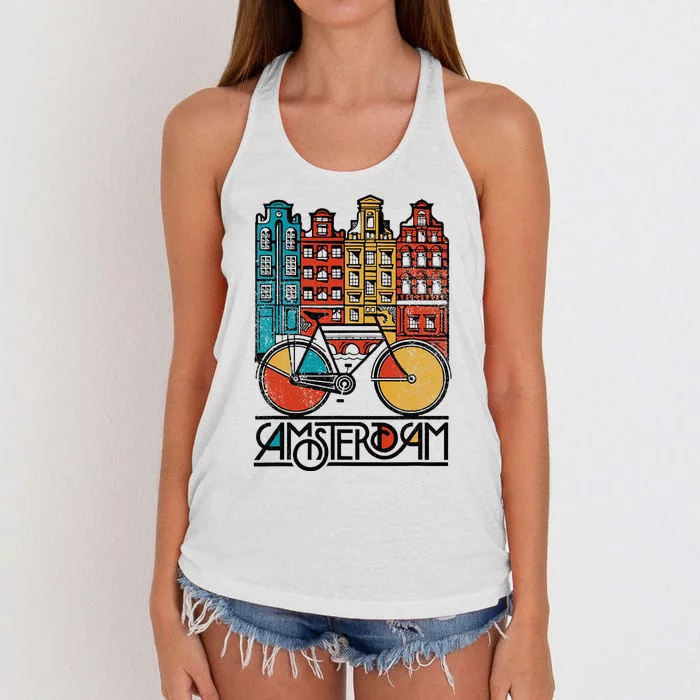 New Retro Bicycle Bike Amsterdam City Jersey Women's Knotted Racerback Tank