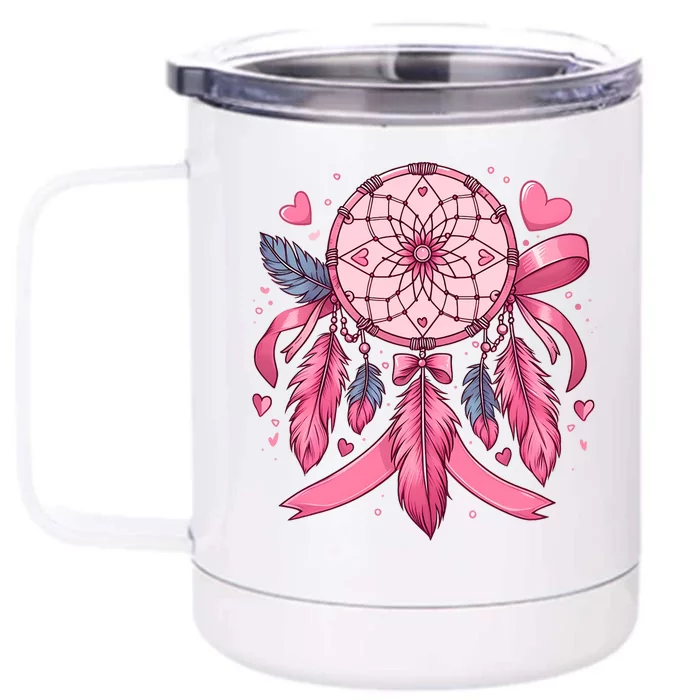 Native Ribbon Dreamcatcher Cute Breast Front & Back 12oz Stainless Steel Tumbler Cup