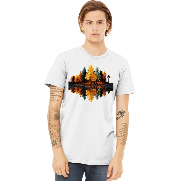 Nature Reflection Forest Trees Outdoor Wildlife Premium T-Shirt