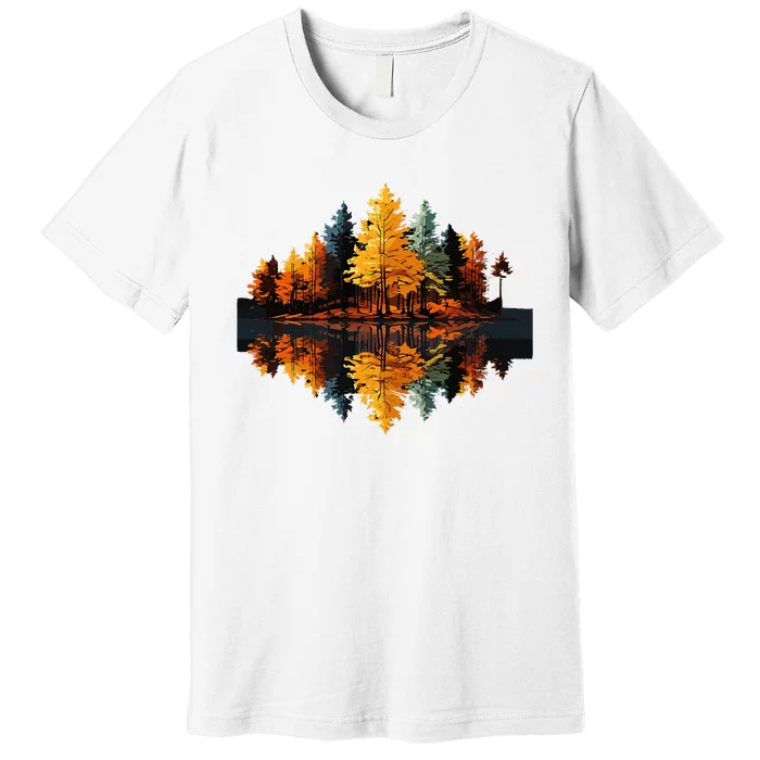 Nature Reflection Forest Trees Outdoor Wildlife Premium T-Shirt