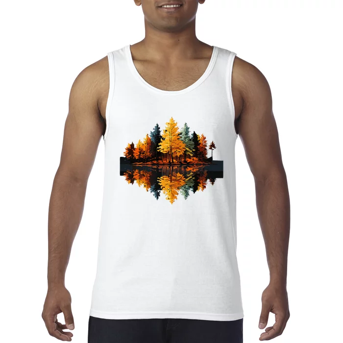 Nature Reflection Forest Trees Outdoor Wildlife Tank Top