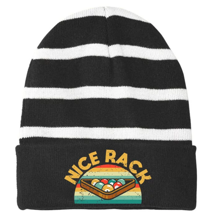 Nice Rack Funny Billiards Player Vintage Pool Balls Billiard Striped Beanie with Solid Band