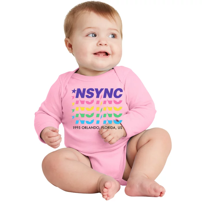 N.S.Y.N.C Retro Falling Wavy Logo Baby Long Sleeve Bodysuit