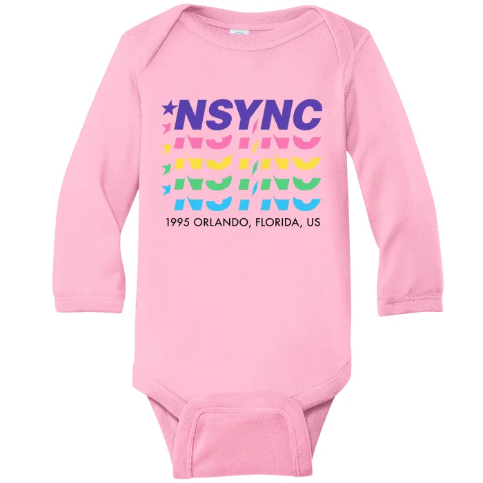 N.S.Y.N.C Retro Falling Wavy Logo Baby Long Sleeve Bodysuit