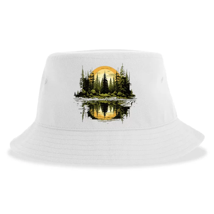 Nature Reflection Forest Trees Outdoor Wildlife Sustainable Bucket Hat