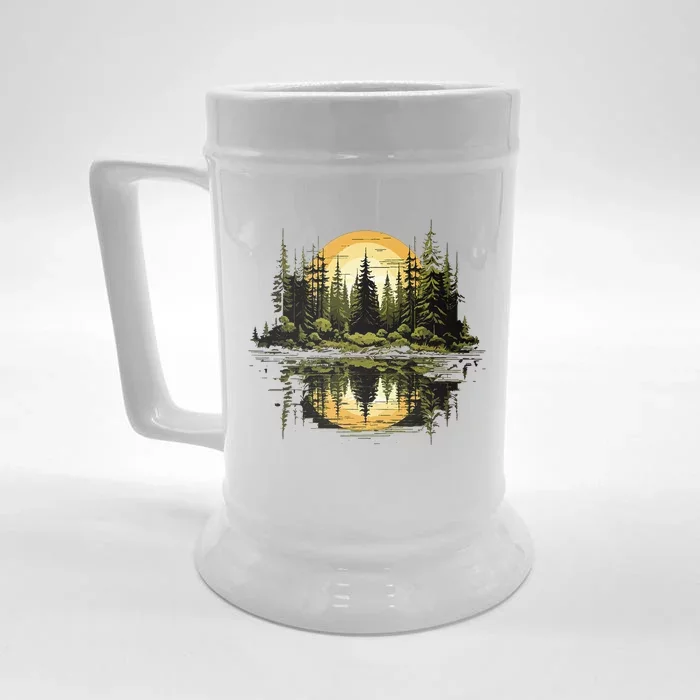 Nature Reflection Forest Trees Outdoor Wildlife Front & Back Beer Stein