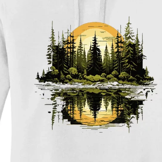 Nature Reflection Forest Trees Outdoor Wildlife Women's Pullover Hoodie