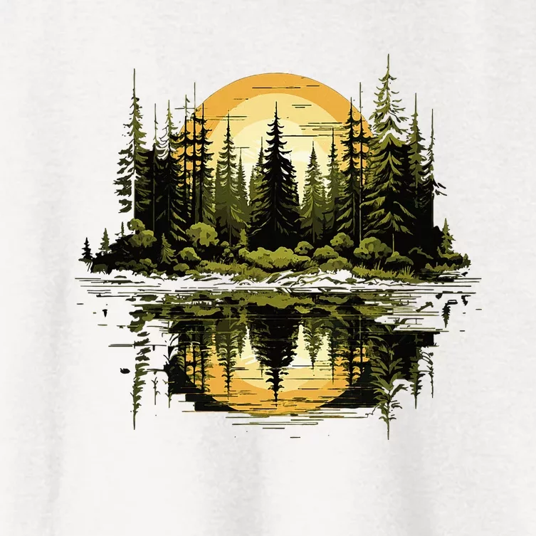 Nature Reflection Forest Trees Outdoor Wildlife Women's Crop Top Tee