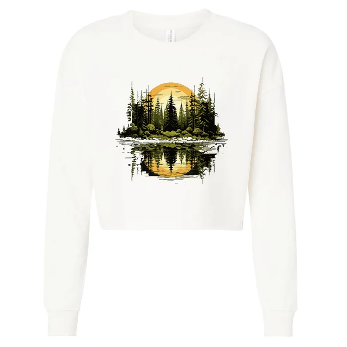 Nature Reflection Forest Trees Outdoor Wildlife Cropped Pullover Crew