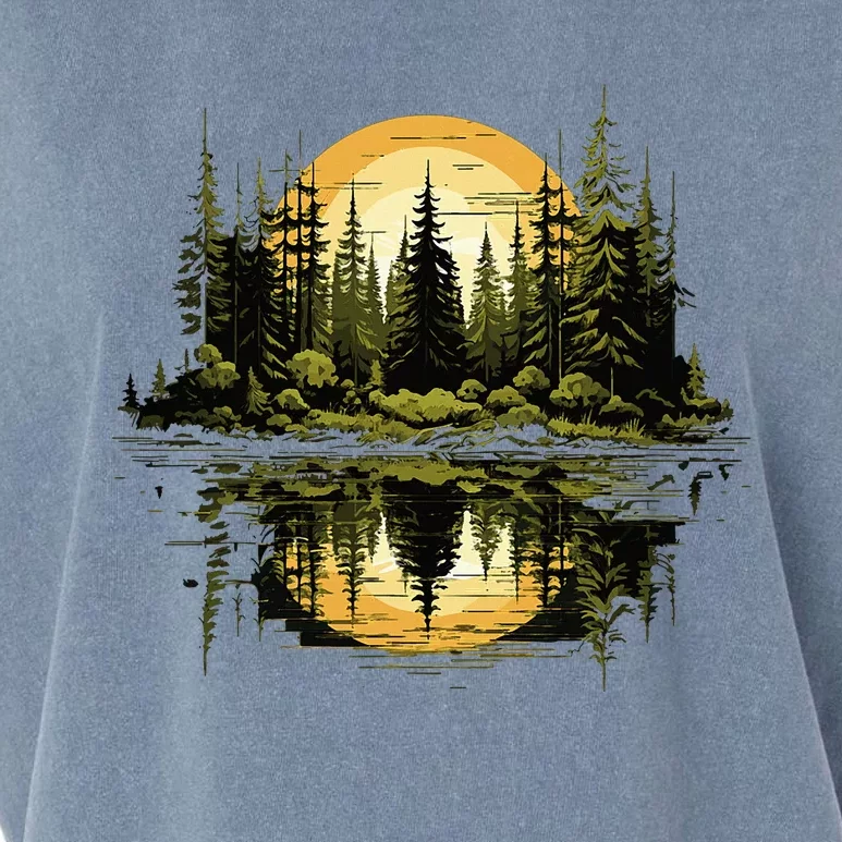 Nature Reflection Forest Trees Outdoor Wildlife Garment-Dyed Women's Muscle Tee