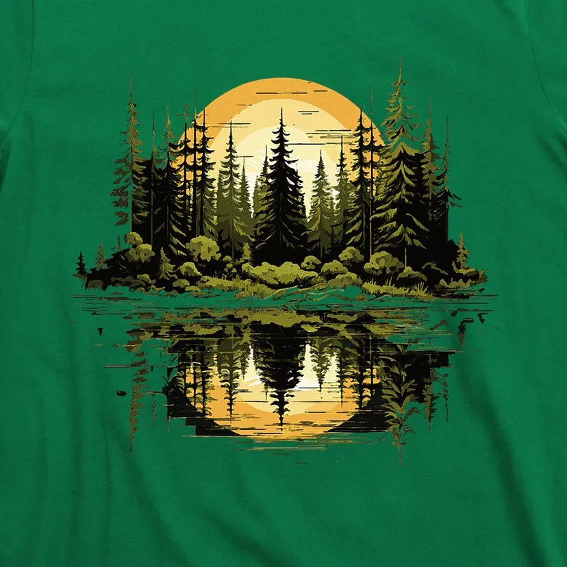 Nature Reflection Forest Trees Outdoor Wildlife T-Shirt