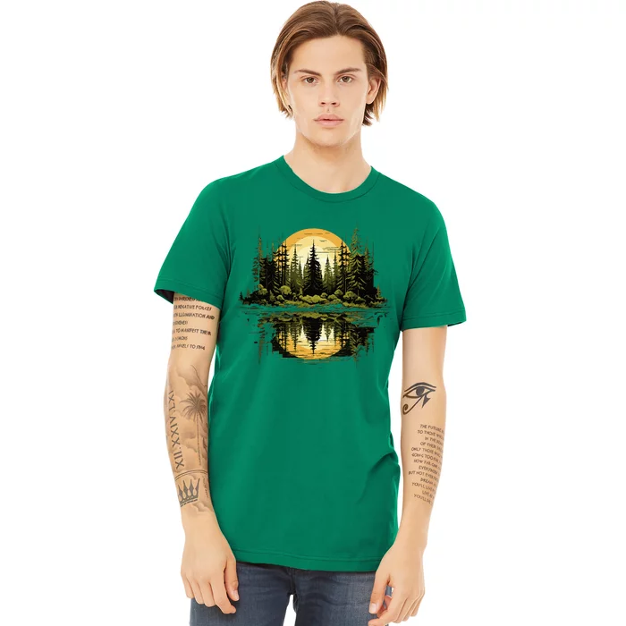 Nature Reflection Forest Trees Outdoor Wildlife Premium T-Shirt