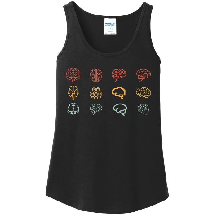 neuroscience retro graphic brain science for neurologist Ladies Essential Tank