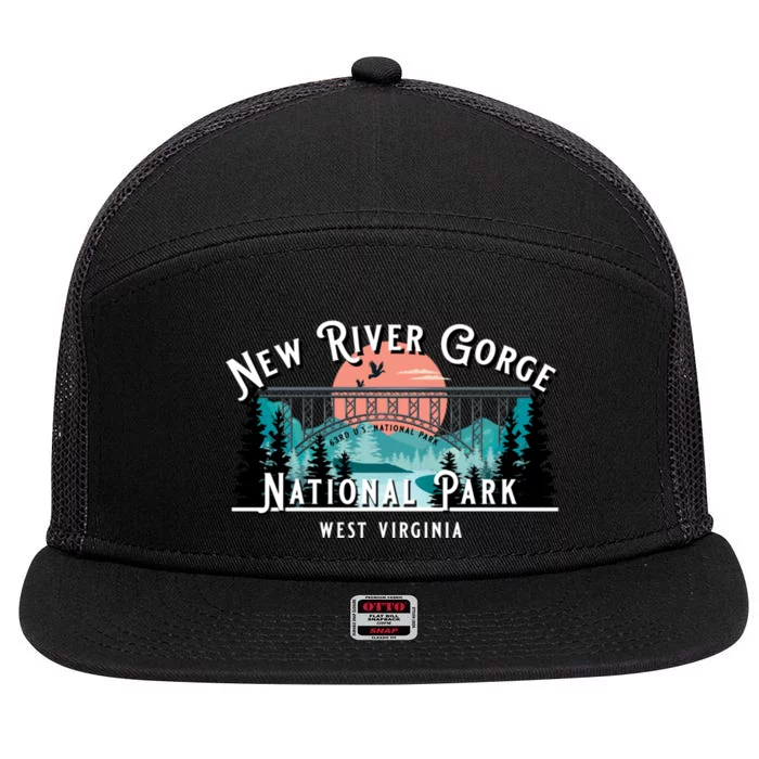 New River Gorge National Park West Virginia USA Souvenir 7 Panel Mesh Trucker Snapback Hat