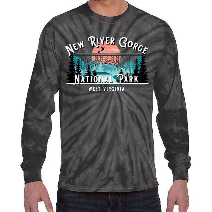 New River Gorge National Park West Virginia USA Souvenir Tie-Dye Long Sleeve Shirt