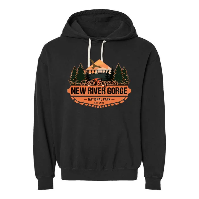 New River Gorge National Park West Virginia Hiking Souvenir Garment-Dyed Fleece Hoodie