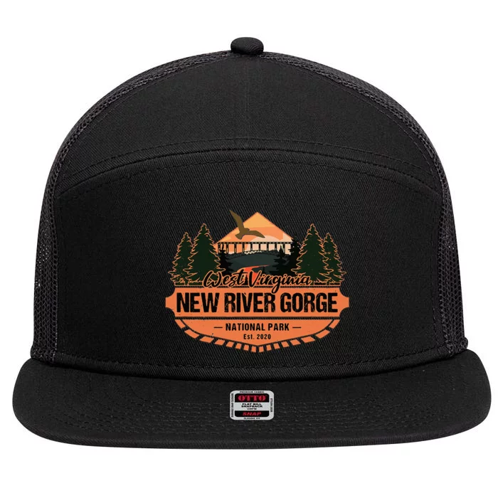 New River Gorge National Park West Virginia Hiking Souvenir 7 Panel Mesh Trucker Snapback Hat