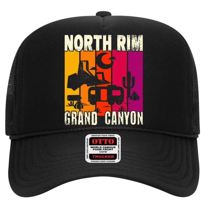 North Rim Grand Canyon Camping High Crown Mesh Trucker Hat