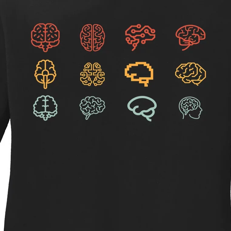 Neuroscience Retro Graphic Brain Science For Neurologist Ladies Long Sleeve Shirt