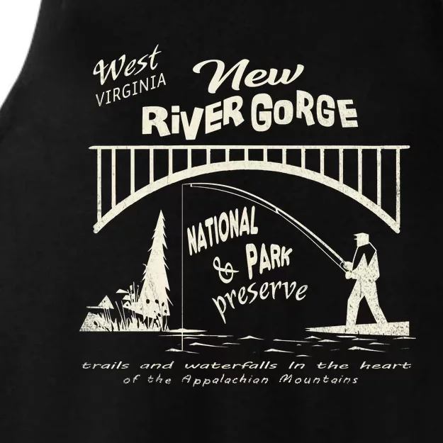 New River Gorge Appalachian Mountains Ladies Tri-Blend Wicking Tank