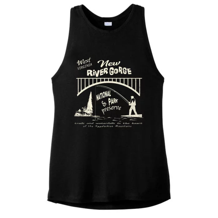 New River Gorge Appalachian Mountains Ladies Tri-Blend Wicking Tank